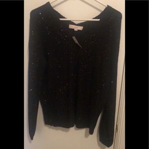 Loft NWT black sequin sweater